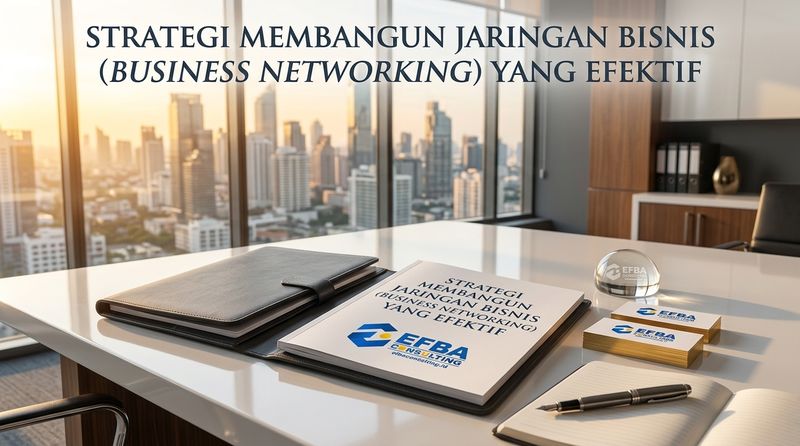 Dua orang mitra kerja bersalaman di ruang rapat kantor modern