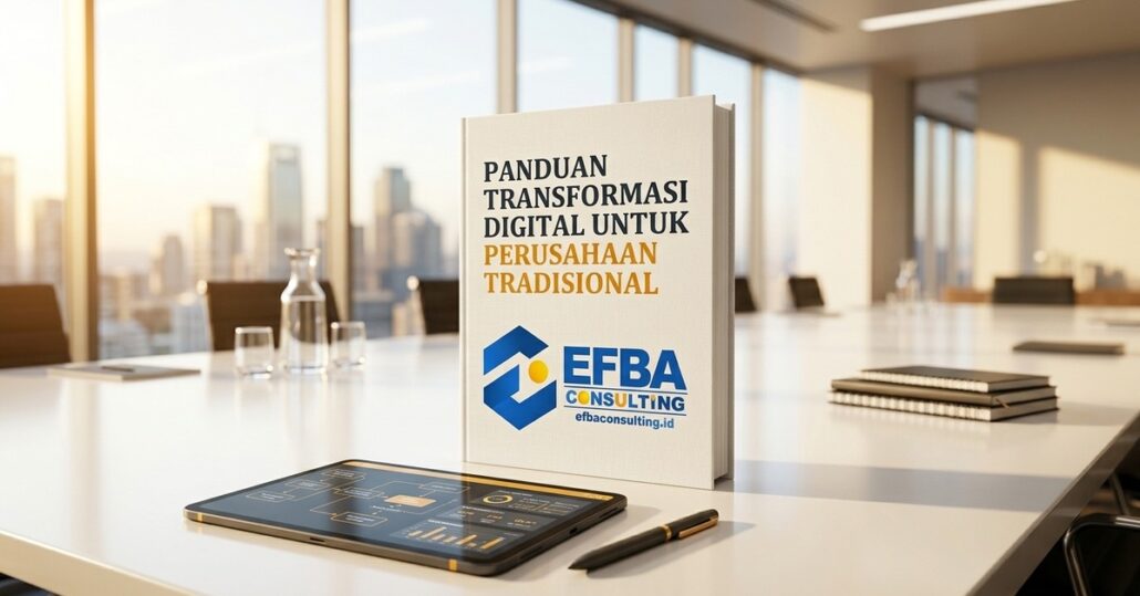 Ilustrasi konsep transformasi digital untuk perusahaan tradisional